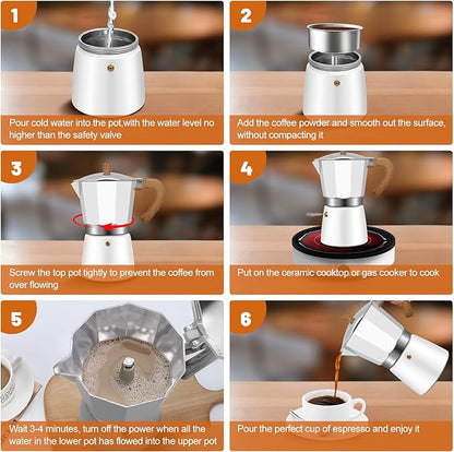 3 Cup Aluminum Espresso Stovetop Moka Pot Express Coffee Maker Percolator Italian Classic Mocha Coffee Machine for Italian and Cuban Cafe Brewing for Home & Camping 150ml 5oz