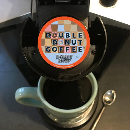 Double Donut Donut Shop Coffee Pods, Coffee Pods Donut Shop Medium Roast Blend, Single-Serve Pods for Keurig K Cup Brewer Machines, 48 Count Value Pack