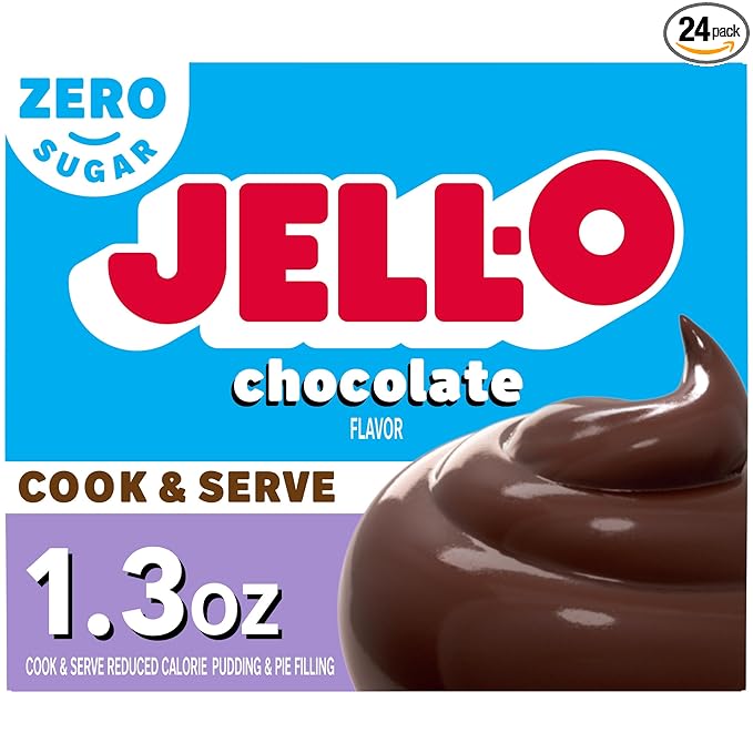 Jell-O Cook & Serve Chocolate Sugar Free & Fat Free Pudding & Pie Filling Mix, 24 ct Pack, 1.3 oz Boxes