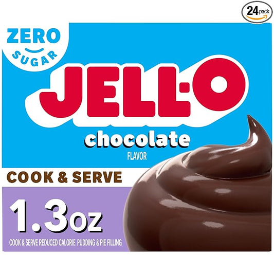 Jell-O Cook & Serve Chocolate Sugar Free & Fat Free Pudding & Pie Filling Mix, 24 ct Pack, 1.3 oz Boxes