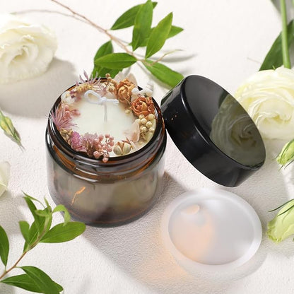 1 oz Glass Jars with Lids,3 Pack Clear Small Glass Cosmetic Jars with Lids,60 ml Empty Glass Makeup Containers for Sample, Cream, Lotion,Powder (1 OZ, Amber)