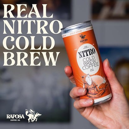Raposa Nitro Cold Brew Ready to Drink Coffee 250ml - 8.45oz - Sweetened - Dairy Free - Vegan Cold Brew Ready to Drink, Non GMO, No Artificial Anything - 225mg Caffeine (Extra Kick (12 Pack))