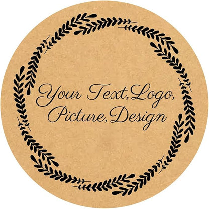 Custom Stickers Kraft Paper Labels Personalized Withe Text, Business Logo Customized Food Jars Labels Bakery Label Sticker Package Favor Canning Circle 100pcs (Style 8)