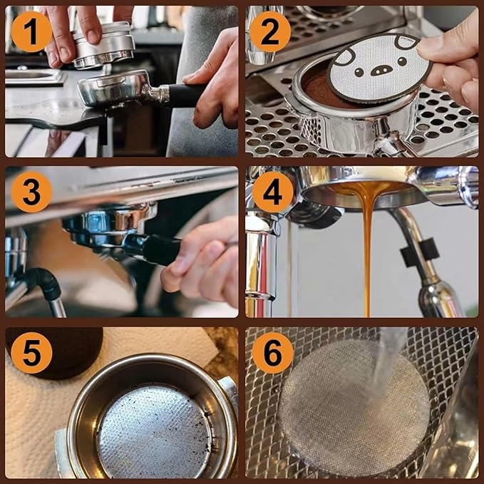 51mm Espresso Puck Screen 3-Pack, Lower Shower Screen, Metal Coffee Reusable Filter for Espresso Portafilter Basket, 1.7 Thickness(Cute Animal)