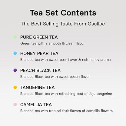OSULLOC Premium Tea Collection (40 count, 10 flavors x 4 ea), Assorted Tea bag Sampler, Tea Gift sets for Tea lover, Self Care Gift Box, Premium Organic Pure & Blended Tea from Jeju