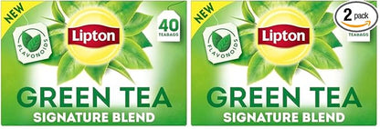 Lipton Signature Blend Green Tea Bags, Unsweetened Teabags for Hot Tea or Iced Tea with Caffeine and Flavonoids, 40 Total Tea Bags (Pack of 2)