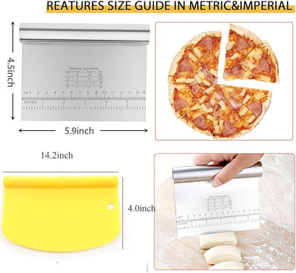 Adjustable Rolling Pin 19 Baking Tool Set and Silicone Baking Pastry Mat Set,Thickness Rings,Stainless Steel Dough Roller Rolling Pins for Baking Dough, Pizza, Pie, Pastrie(Red Mat)