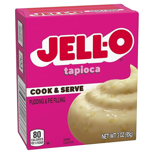 Jell-O Cook & Serve Tapioca Fat Free Pudding & Pie Filling Mix (24 ct Pack, 3 oz Boxes)
