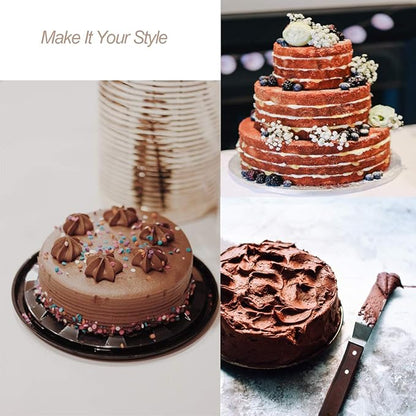 4 PCS Cake Decorating Icing Spatula set with 4, 6, 8 & 10 Inch Stainless Steel Blade, Wood Handle Frosting Spatulas and Cake Stripping Tool