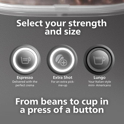 Philips Baristina Espresso Machine+Milk Frother Bundle. Real espresso. Compact coffee machine, portafilter, grinder, Cafe Crema. Dairy & Non-Dairy Milk foam. Hot & Cold. Easy Clean. Black (BAR303/60)