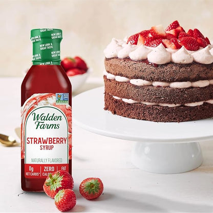 Walden Farms Strawberry Syrup – Perfect for Desserts, Smoothies, Breakfast – Zero Calorie, Sugar-Free, Low Carb, Keto-Friendly, Gluten-Free, Vegan, 12 oz Bottle