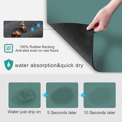 Coffee Dish Drying Mat,Coffee Bar Machine Decor Accessories,coffee maker mat for countertops,Absorbent Pad,Washable kitchen counter mat,Reversible Microfiber Fitted countertop cushions(bean green)