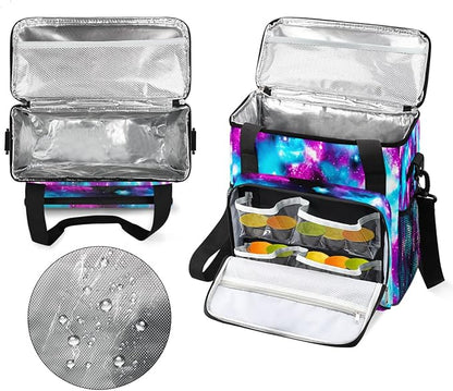 Funny Galaxy Coffee Maker Carring Bag Glitter Space Travel Storage Tote Bag Compatible with Keurig K-Mini or K-Mini Plus Portable Single Serve Coffee Brewer Case with Pockets for K-cup Pods