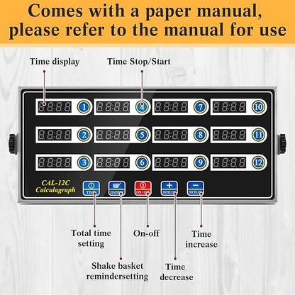 2 Pack 12-Channel Digital Kitchen Timer, Commercial Cooking Timer with Loud Alarm, Large LCD Display, for Restaurants, Baking, Labs, Multiple Independent Countdown Timers