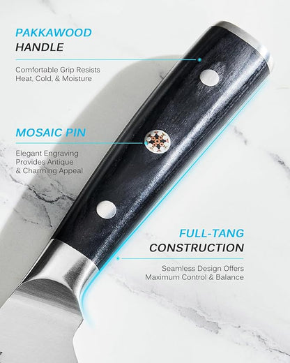 KYOKU 6.5" Boning Knife for Meat Cutting, Samurai Series Filet Knife with Pakkawood Handle, Japanese High Carbon Steel, Full Tang Kitchen Knife for Lamb Chop Pork Shoulder with Sheath and Case