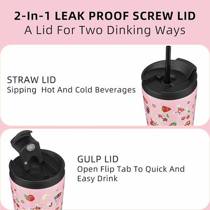 BJPKPK 30oz Stainless Steel Insulated Tumbler With lid And Straw Travel Coffee Thermal Tumblers Cup For Women And Men,Passionate Pink