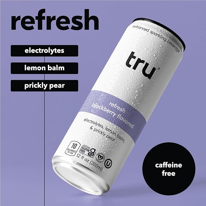 Tru Seltzer Sampler, Variety Pack of Sparkling Water with Real Fruit Juice, Functional Ingredients & Natural Flavors, Gluten Free, Vegan, Low Calorie, Caffeine Free Options, 12 FL OZ Cans, 7 Pack