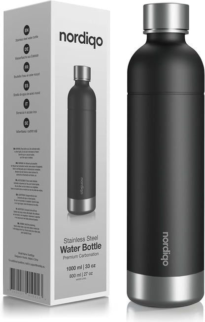 Stainless Steel Carbonating Bottle 33 oz | Compatible with Aarke Carbonator 3, Sodastream (Excl. model Aqua Fizz + Jet) and many others| Dishwasher Safe, No Expiration Date, BPA-Free