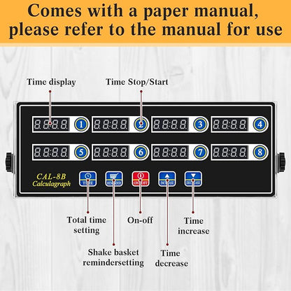 1 Pack 8-Channel Digital Kitchen Timer, Commercial Cooking Timer with Loud Alarm, Large LCD Display, for Restaurants, Baking, Labs, Multiple Independent Countdown Timers