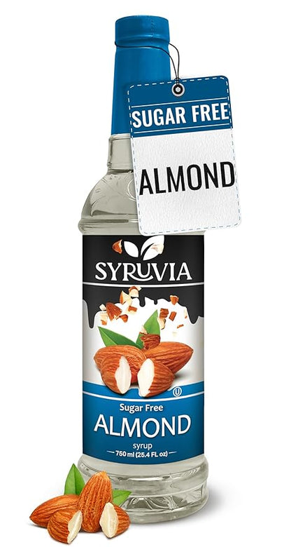 Syruvia Sugar Free Coffee Syrup, Almond Flavored Syrup for Drinks, Lattes, and Desserts – 25.4 fl oz