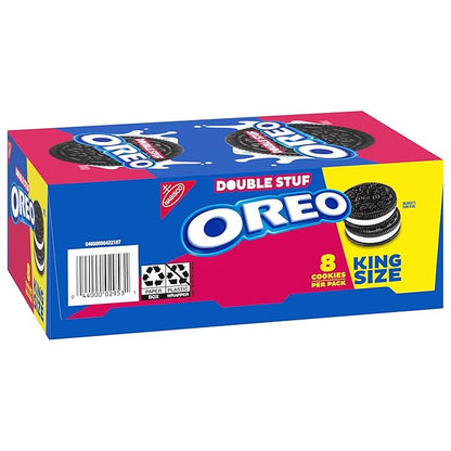 OREO Double Stuf Chocolate Sandwich Cookies, King Size, 10 Snack Packs (8 Cookies Per Pack)