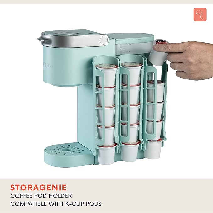 STORAGENIE K Cup Holder for Keurig K-cup,Coffee pod Storage, Side Mount | Wall Mount, Perfect for Small Counters (3 Rows/For 15 K Cups, OASIS BLUE)