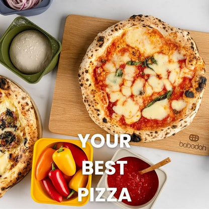 Babadoh Pizza Dough Proofing Silicone Containers with Lids | Pizza Making Accessories | The Perfect Pizza | Set of 6 | Multi Yellow (2 Dough, 2 Olive, 2 Yellow) | Original Size (make 12" Pizzas)