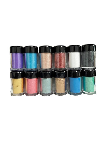 Edible Glitter Set - Luster Dust Edible Set 12 Metallic Colors - Food Grade Coloring Glitter Shimmer Dust Powder, Dusting Powder for Cake Decorating, Baking, Drinks, Fondant, Candy, Cookie - 5g Each