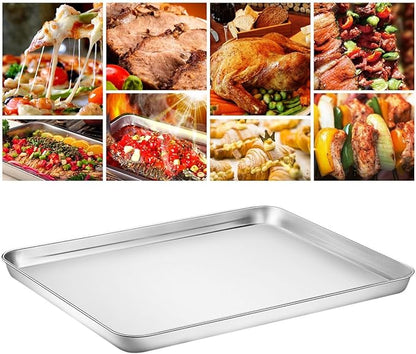 Baking Sheet Set of 4, Yododo Cookie Sheets Metal Stainless Steel Tray Baking Pans, Rectangle Size 16 x 12 x 1 inch, Mirror Polishing & Dishwasher Safe, Non Toxic & Healthy, Rust Free & Easy Clean