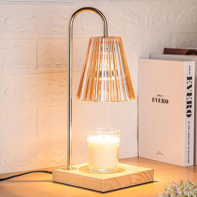 Candle Warmer Lamp with Timer, Vintage Amber Nightstand Candle Warming Lamp for Home Room Decor, Dimmable Wax Warmer for Jar Candles, Wedding Registry Gifts for Women Couples 2025