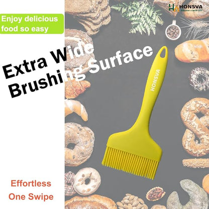 Massive Silicone Pastry Basting Brush, One-Piece Design, W/3.5" L/8.5", Heat Resistant Kitchen Brush for Baking, Grilling, Basting Oil, Butter, BBQ Sauce, Marinade, Dishwasher Safe, 1Pcs Yellow