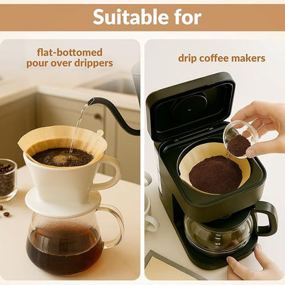 150 Count #4 Coffee Filters, Number 4 Cone Coffee Paper Filters for Pour Over and Drip Coffee Maker, 8-12 Cups (Unbleached Natural)