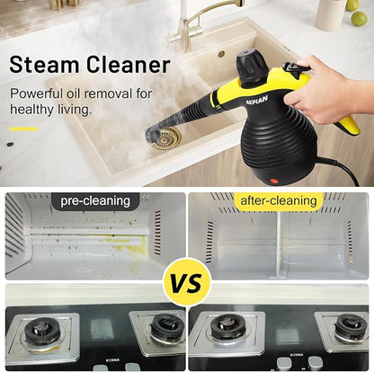 Handheld Steam Cleaner, Steamer for Cleaning, Multipurpose Portable Steam Cleaners for Home Use with Safety Lock and 10 Accessory Kit to Remove Grime, Grease, and More, Save Time and Effort