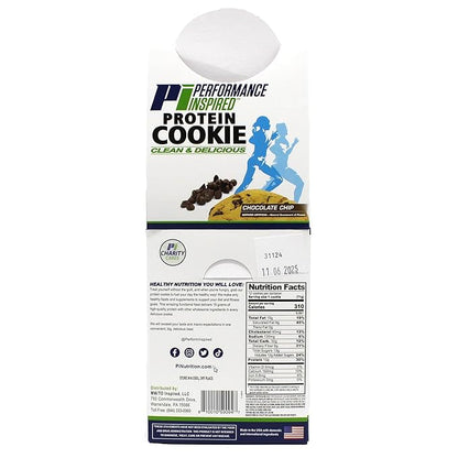 Performance Inspired Nutrition Protein Cookie - Contains: BIG 14G Isolate Proteins - 6G Of Fiber - All Natural - Gluten Free - No Artificial Ingredients - Chocolate Chip Flavor - 12 Count