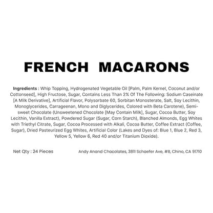 Andy Anand French Macarons Gift Box | Freshly Baked Daily with All-Natural Ingredients, Unique Flavor, No Preservatives | Exquisite Flavors, Deliciously Succulent & Divine (24 pcs)