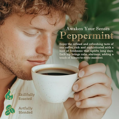 Flavored Ground Coffee – Peppermint, 100% Arabica, Single Origin, Medium Roast, USDA Organic, Naturally mint Flavored – by Coffea Flavor