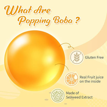 J WAY Bursting Popping Passion Fruit Boba Pearls, Passion Fruit Syrup, Non-Dairy, Fat-Free Popping Tapioca Boba for Beverages, Sweets, Ice Cream (2LB, 1 Pack)