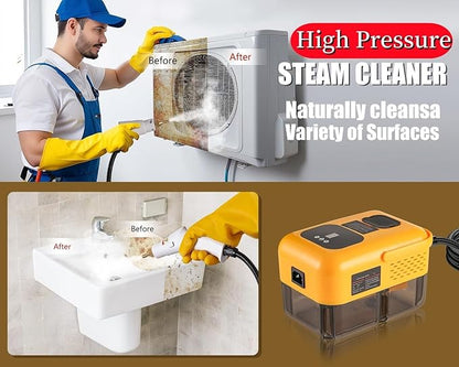 Steam Cleaner for Home, Handheld 2500W High Pressure Steamer for Cleaning, 9-Level Multipurpose Steam Cleaner for Car Floor Upholstery Kitchen Bathroom Grout Tile, 14 Accessories Included, Yellow