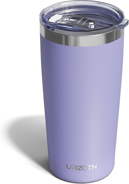Travel Coffee Tumbler 20oz, Leakproof Travel Coffee Mug with Lid and Straw, Stainless Steel Double Wall Vacuum Insulated Tumbler for Hot/Iced Drinks (Textured Matte, Periwinkle)