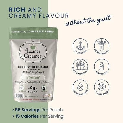 Leaner Coffee Creamer Coconut Oil Creamer, 280 Refill Pouch