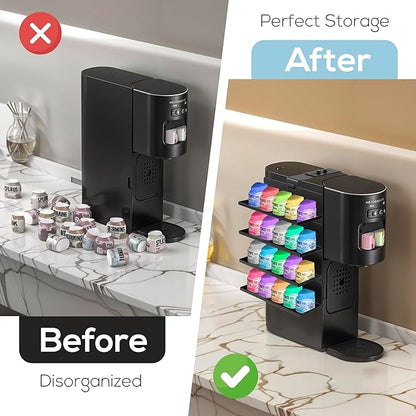 RECAPS Flavor Pods Holder for Ninja Thirsti Soda Maker WC1001, Holds 20 Flavor Pods, 4-Tier Storage Organizer, Easy to Access, Space-Saving for Ninja Thirsties Drink System Soda Machine (Shelf Only)