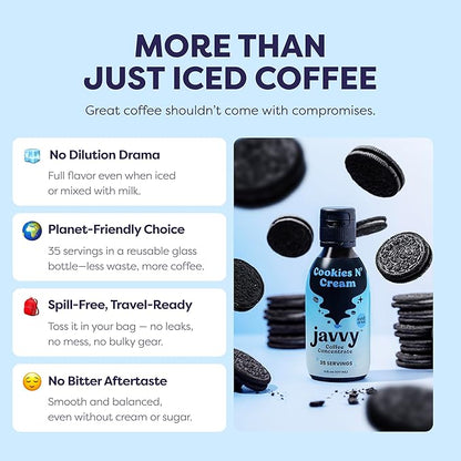 Coffee Concentrate - Limited Release Flavors - Cold Brew Coffee, Perfect for Hot or Iced Instant Coffees, Hot Drinks, Cold Brew Concentrate, 35 Servings - Cookies N’ Cream