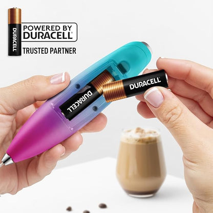Zulay Kitchen Patented Tornado Triple Whisk Milk Frother with 4 Duracell Batteries – Handheld Foam Maker for Coffee, Lattes, Matcha & Hot Chocolate – Rich, Creamy Froth in Seconds