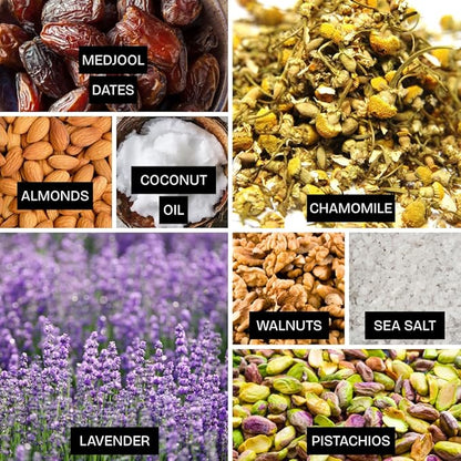Jools Medjool Date Energy Bites with Lavender & Chamomile – Made with Organic Ingredients – Calming Superfood Snack – Tastes Like Chocolate, Coconut & Caramel with Floral Notes – Chewy, Nutty, Naturally Sweet – No Added Sugar, Vegan & Gluten Free | 3 ×...