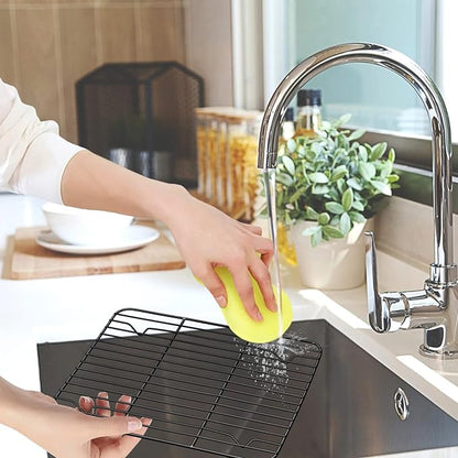 P&P CHEF Cooling Baking Rack Pack of 2, Stainless Steel Cooling Racks for Cooking Baking Roasting Grilling Drying, Dense Wires & Smooth Edge, Easy to clean, Black, 8.6" x 6.2"