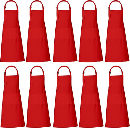 RAJRANG 100% Cotton Cooking Apron with 3 Pockets Kitchen Chef BBQ Adjustable Bib Aprons for Women Men