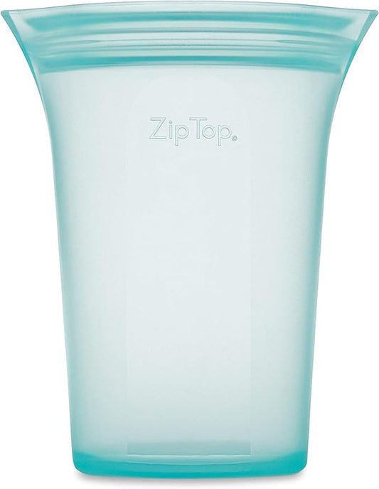 Zip Top Reusable Food Storage Bags | Large Cup [Teal] | Silicone Meal Prep Container | Microwave, Dishwasher and Freezer Safe | Made in the USA