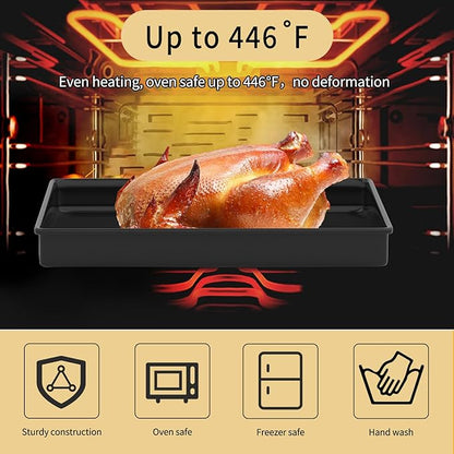 9x11 Inch Cookie Sheet, Baking Tray for Toaster Oven, Non Stick Baking Sheet Pan for Biscuits, Vegetables, Easy to Clean, Non-Warp Heavy Duty Pans, Black, 2-Pack