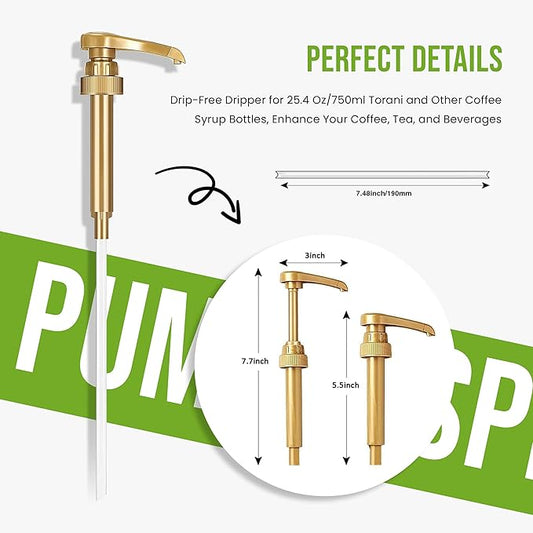 Jimoco® Syrup Pump Dispenser + Torani® Peppermint Syrup, 25.4 oz - Coffee Syrup Pump & Flavoring Bundle