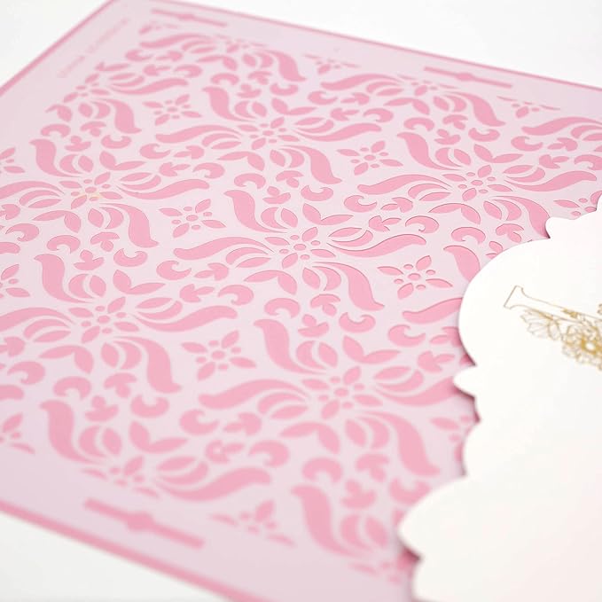 Cake Decorating Stencil for Tall Buttercream Cake, Royal Icing, Ganache, Paint, Airbrush (Lorna)